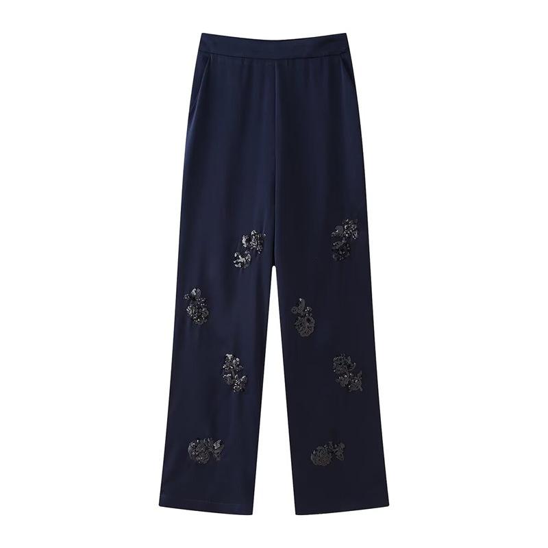 Modischer Satin-Kimono-Mantel, 2-teiliger Anzug, elegante Pailletten-Hosen-Sets für Damen, Outfit in Übergröße