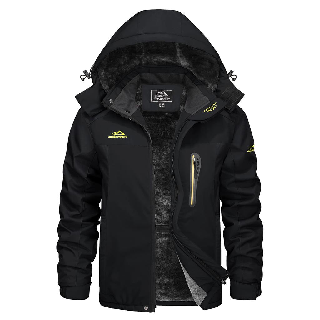 TACVASEN Men's Waterproof Ski Jacket Fleece Lining Warmth Parka Winter Snow Working Outdoors Hooded Coat Rain Shell Windbreaker