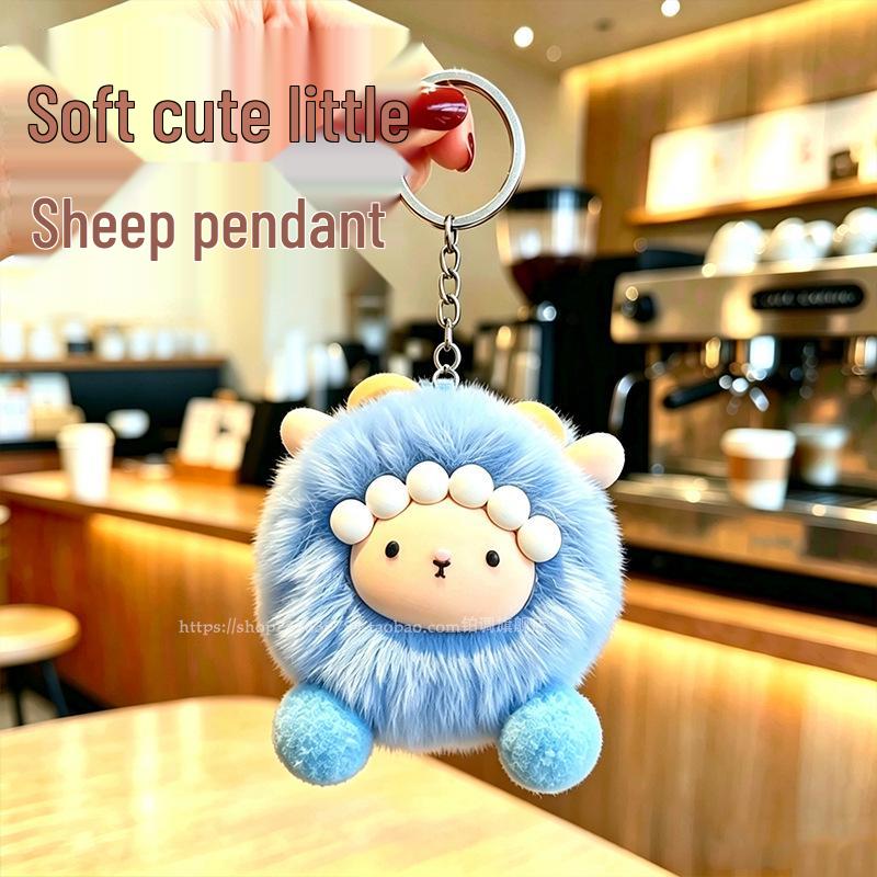 Year of the Sheep Lamb Keychain: Cute Plush Pendant for Students' Bags