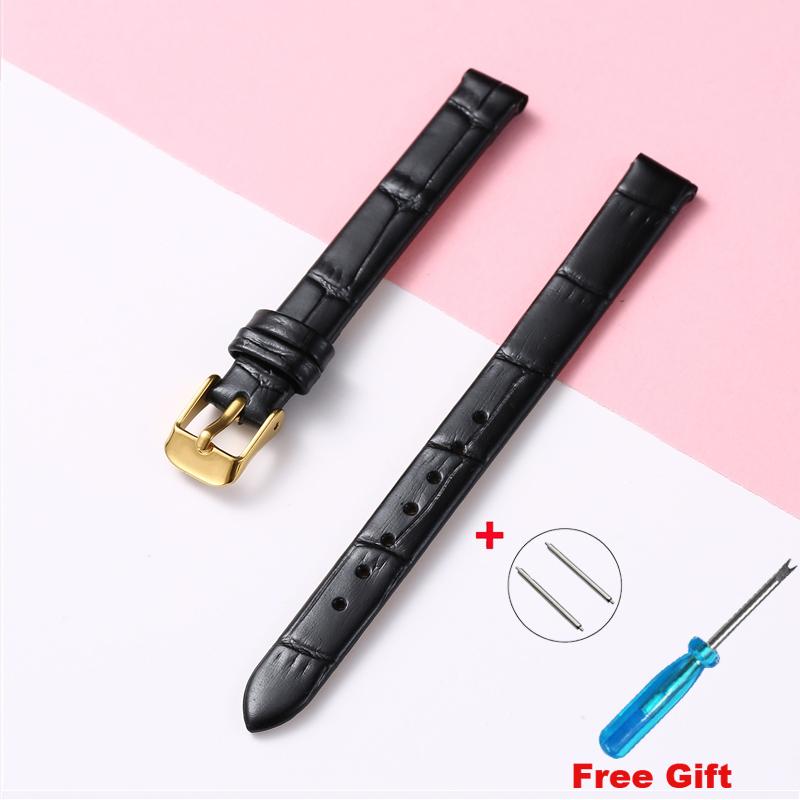 Leather Wath Strap 8mm 10mm 12mm 14mm 16mm 18mm 20mm Strap Genuine Leather Watch Bracelet Rose Gold Buckle with Tool