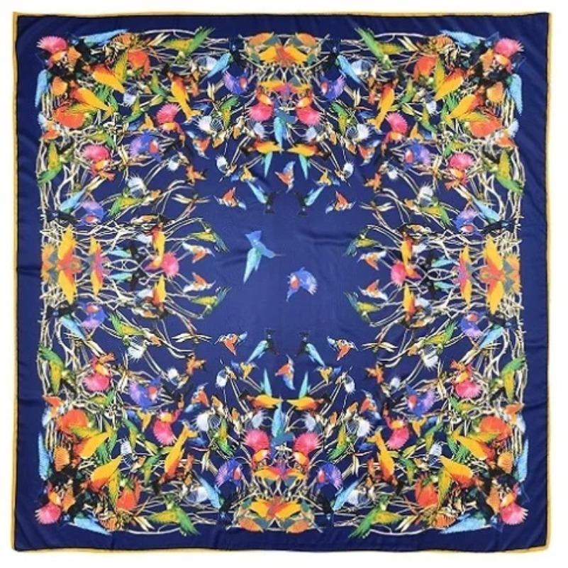 POBING Twill Silk Square Scarf Animals Print Women Scarves&Wrap Giraffe Neckerchief Spanish Foulards cachecol Large Bandana