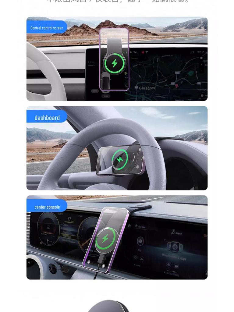 15W Faltbare MagSafe Kabellose Autohalterung mit Magnetischer Armaturenbrett-Navigation