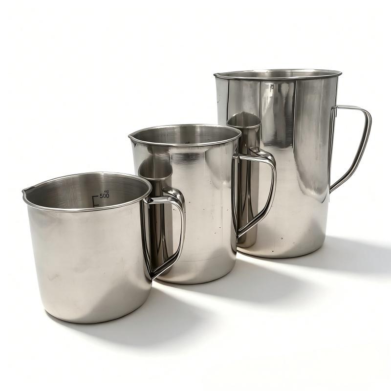 

304 Stainless Steel 500ML Measuring Cup with Scale, Laboratory Beaker for Milk, Tea, Latte Art, Liquid, 2L Capacity Special 500ml Beaker [Stamped Scale]