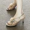 Fashion Flower Women Sandals High Heels Shoes Woman Slingback 2025 Trend Summer Elegant Loafers Dress Shallow Design Sandalias De Mujer