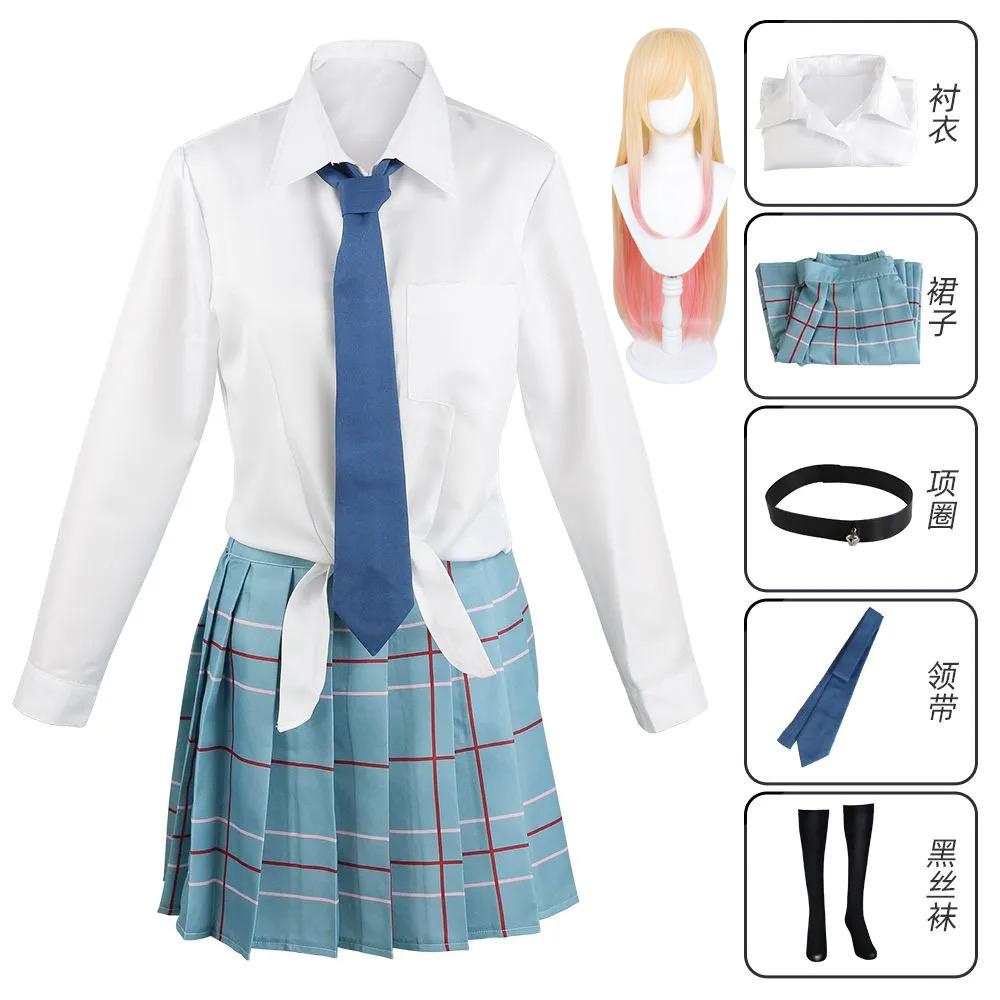 Anime My Dress Up Darling Kitagawa Marin Cosplay Kostuum Kitagawa Marin Cosplay Jurken Schooluniform Pruik Pak Dames XL