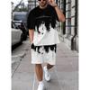 Men's Casual Short-Sleeve T-Shirt and Shorts Set Urban Street Style T-Shirt and Shorts Combo Men's Athletic Set