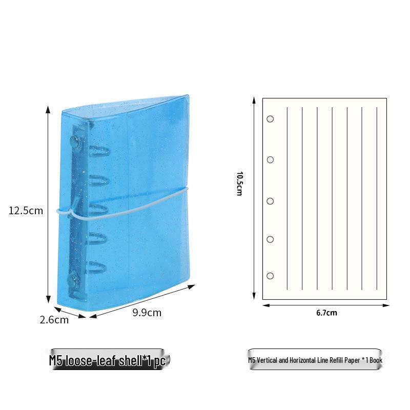Mini M5 Transparent Notebook with Candy Color Loose-Leaf, Blank, Lined, Grid, and Vertical Pages