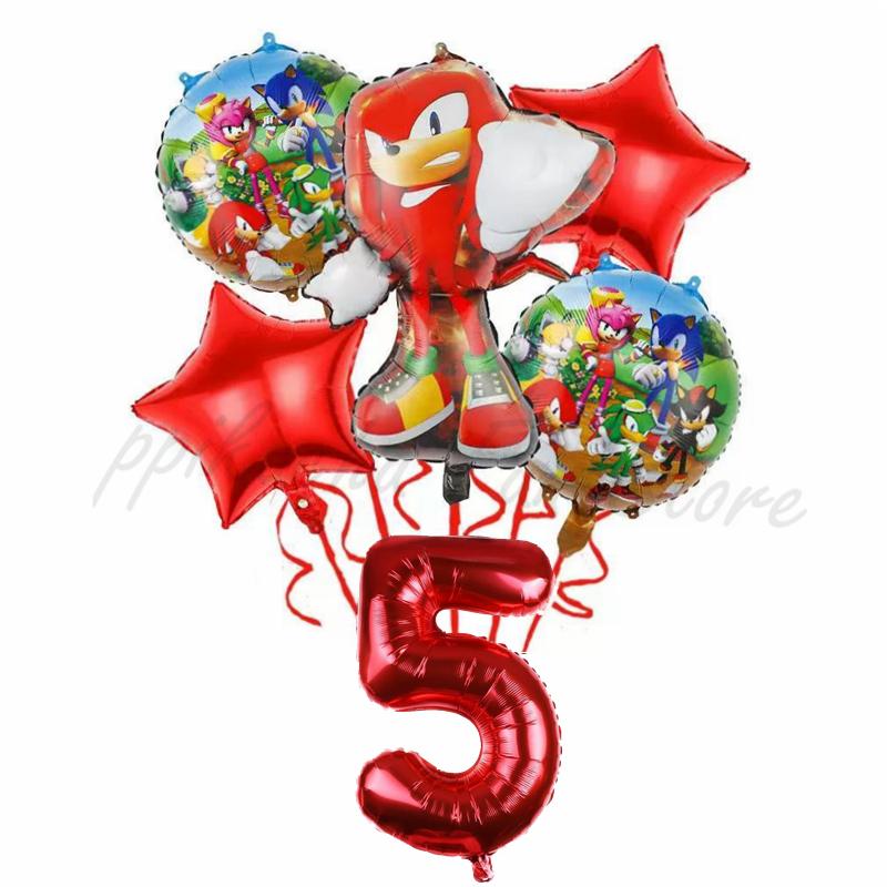 6Pcs Cartoon Hedgehog Balloons Sonic Theme Birthday Party Decoration Balloons For Boys Children Baby Bath Toys
