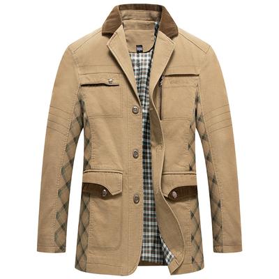 Spring and Autumn Men's Casual Middle-aged Jacket Men's Jacket Fashion Suit Collar Jacket Non-ironing Small Suit Men's