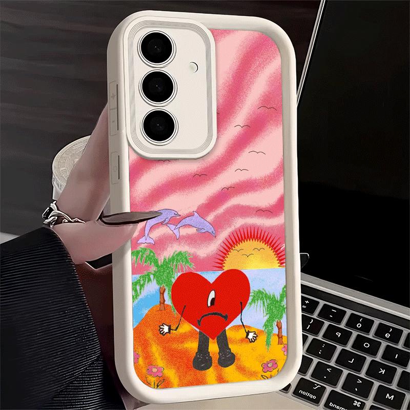 Phone Case for Samsung Galaxy A17 A16 A15 A14 A13 Bad Bunny Heart A56 A36 A26 A55 A35 A25 A54 A34 A24 A53 A33 A23 A07 A06
