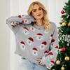 Cross2026 Women's Christmas Knit Pullover - European & American Style for Autumn/Winter
