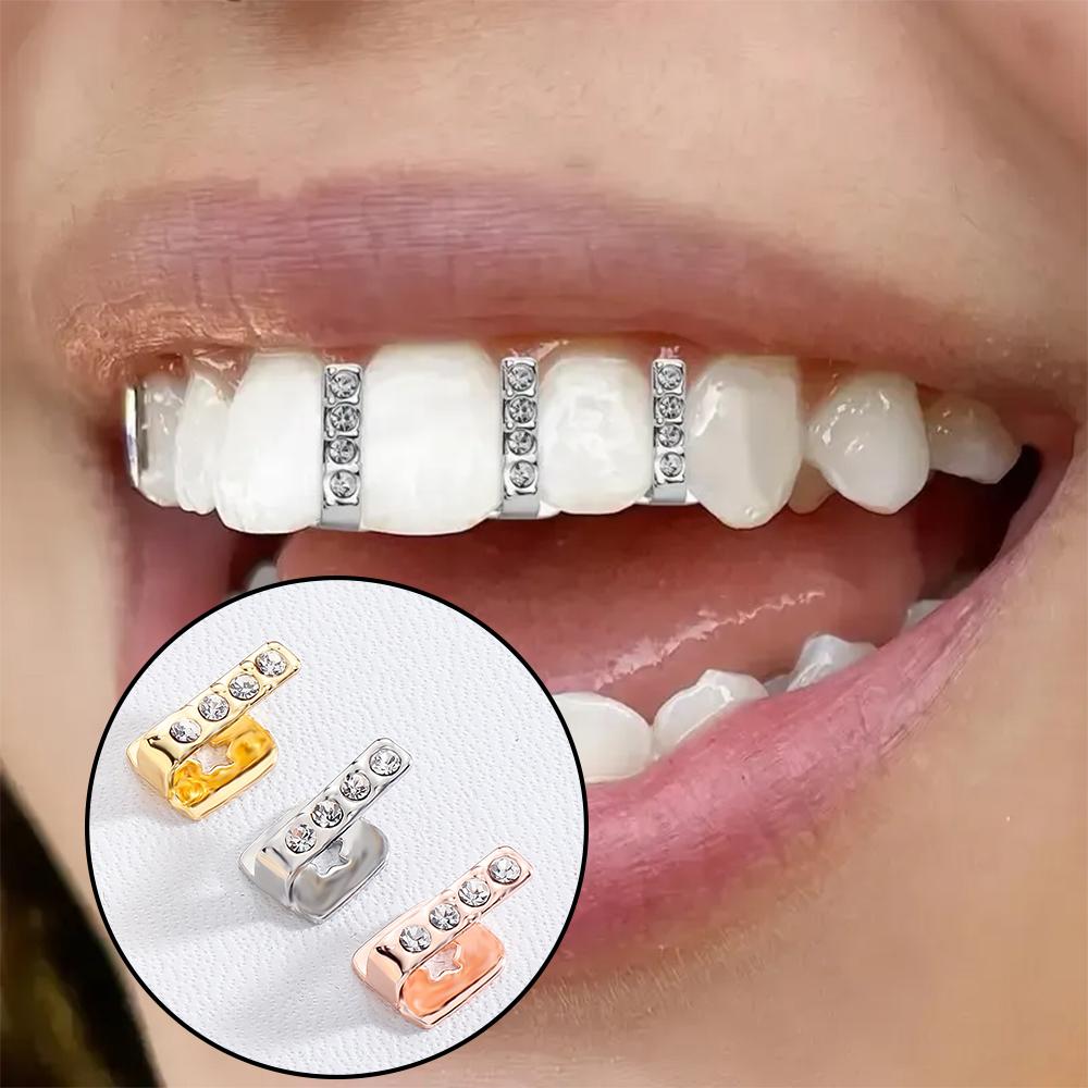 Hip Hop Einzahn Grillz, Hohlkristall Diamant Zähne Schmuck, Tägliches Streetwear Mode Accessoire