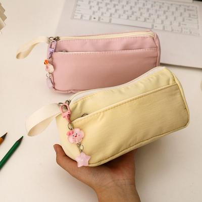 Solid Color Stationery Bag Large Capacity Pen Pouch Simple Pen Bag  Back To School
