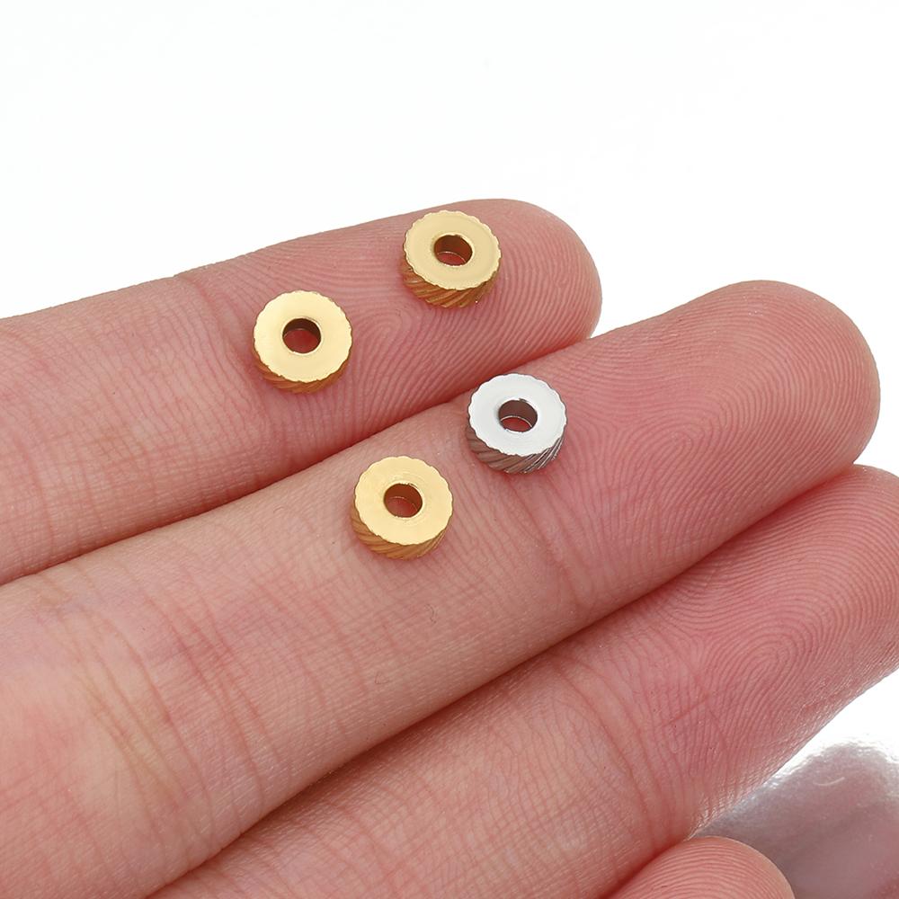 20pcs Stainless Steel Thread Bead 6mm Gold Color Engraving Spacer Beads for Jewelry Making DIY Necklace Bracelet Charms Pendants