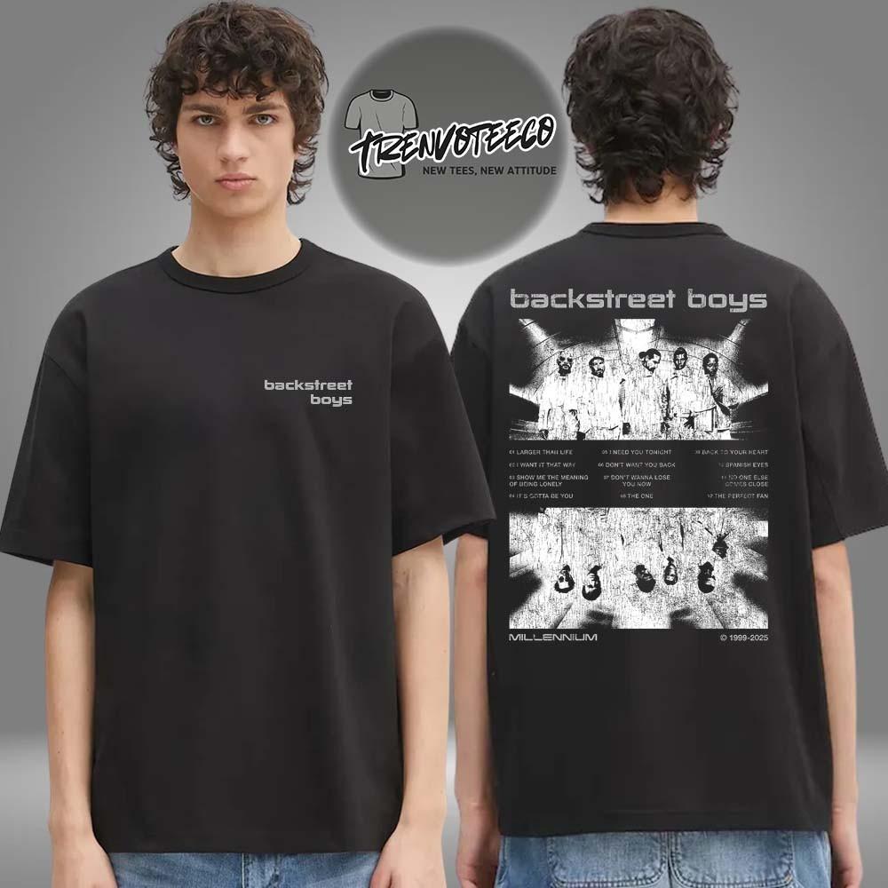 Backstreet Boys Merch Store Mirrored Millennium Cover Two Sided Unisex T-Shirt XXL
