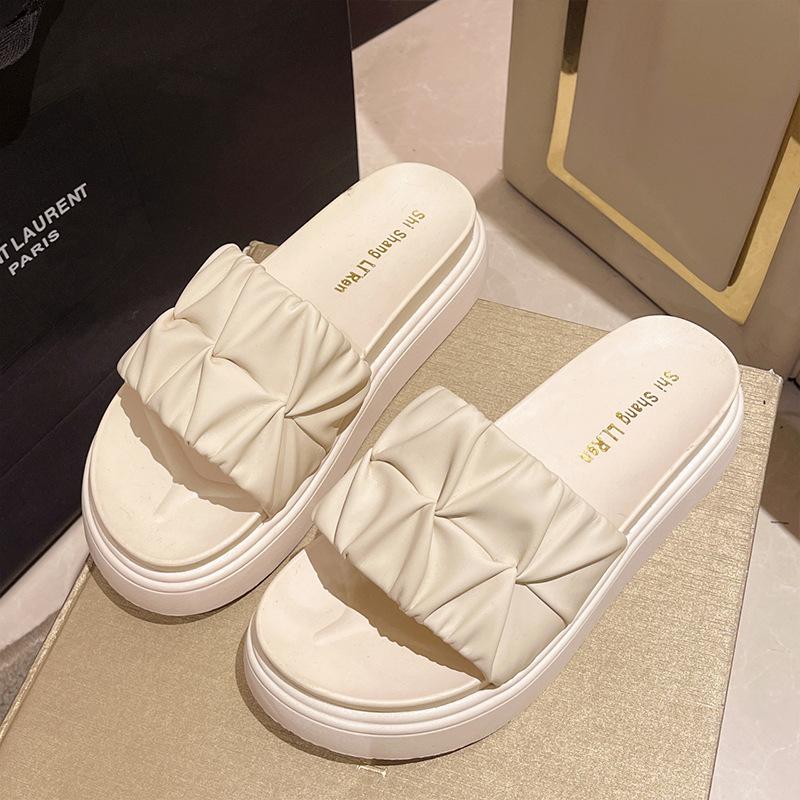 

Нишевые шлепанцы женские летние новые модные сандалии на платформе популярные пляжные сандалии для беременных 40