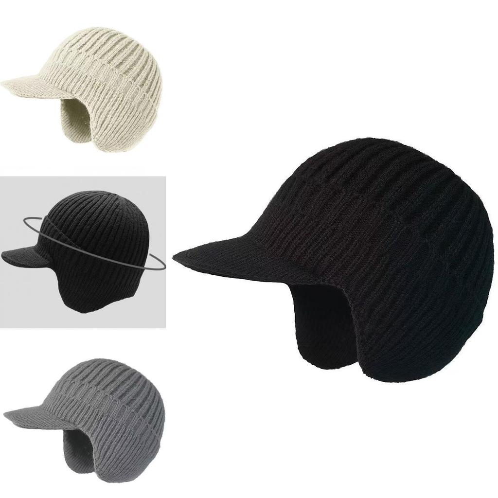 Knitted Winter Hat For Men With Warm Fleece Lining And Earflap Protection For Outdoor Activities