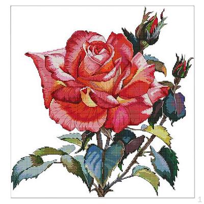 Handgefertigtes Set mit gestempelten/gezählten Stichen „Rosenblume“, Stickerei-Dekor – gestempelt 11 CT, 54 x 56 cm
