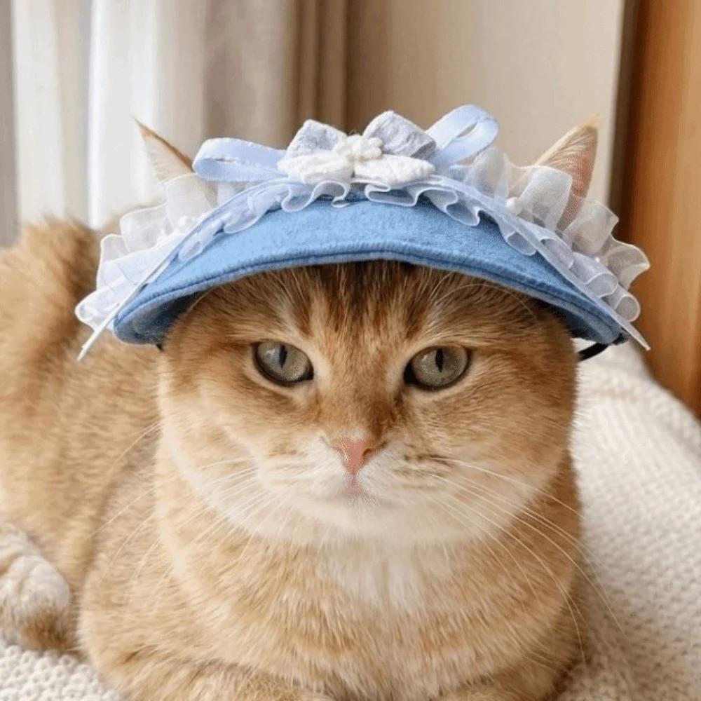 Andningsbar Hund Baseballkeps med Öronhål Valp Denimkeps Söt Husdjur Solhatt Katt