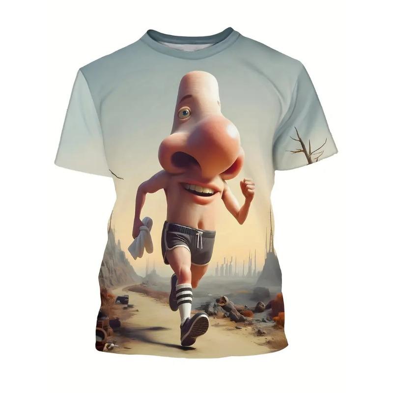 Sommer Herren T-Shirt Lustiges Gedrucktes Muster Kurzarm Sommer Outdoor Mode Rundhals Tops Übergröße Locker Herrenbekleidung