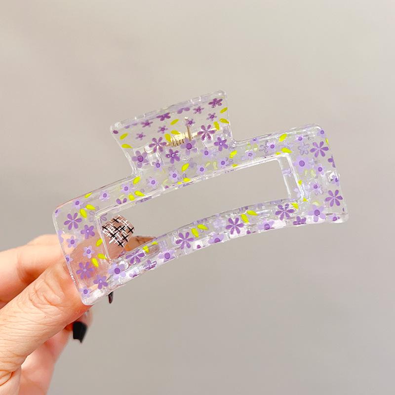 Transparent Square Print Shark Hair Clip for Women - Updo Accessory