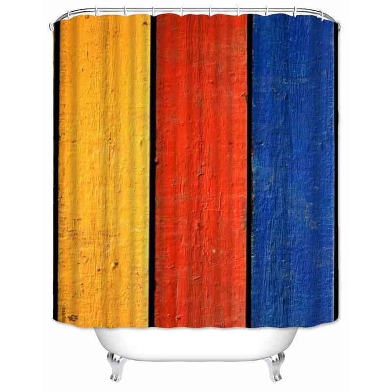 

Rustic Shower Curtain Vintage Vertical Wood Planks Distressed Rustic Hardwood Design Fabric Bathroom Curtains Decor with Hooks W90xH180cm