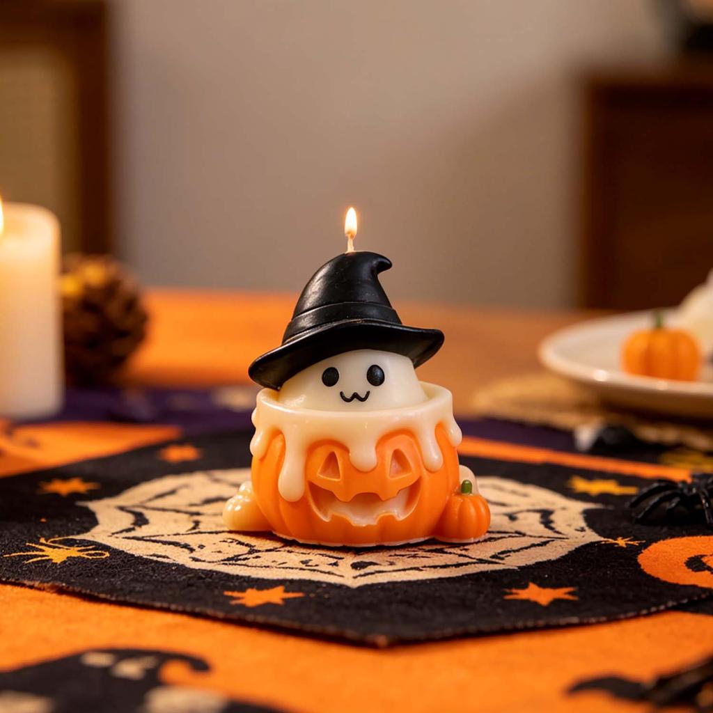 3D Ghost Pumpkin Silicone Mold DIY Candle Making Mould Epoxy Resin Cement Planter Molds Halloween Home Party Decor