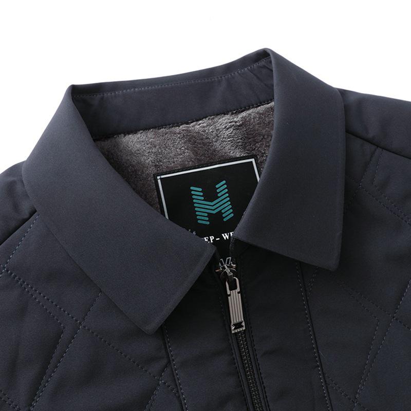 Men's Plus Velvet Thickened Cotton Jacket for Autumn/Winter – Warm Lapel Coat for Middle-Aged and Elderly