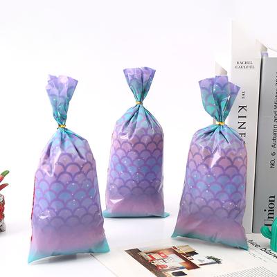 50 Stück/Set-Meerjungfrauen-Party Süßigkeiten Geschenktüten Keksverpackungsbeutel Meerjungfrauenschwanz Geschenktüte für Gast Mädchen Geburtstag Zubehör Babyparty