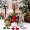 Rudolph Striped Knit Hat Gnome Ornament - Christmas Hanging Leg Faceless Doll
