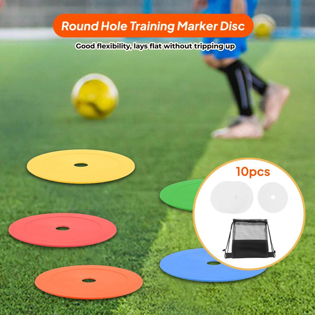 10x Flat Cones Floor Dots Field Court Markers Non Slip Rubber Spot Markers Plates for Soccer Agility Speed Football Drills