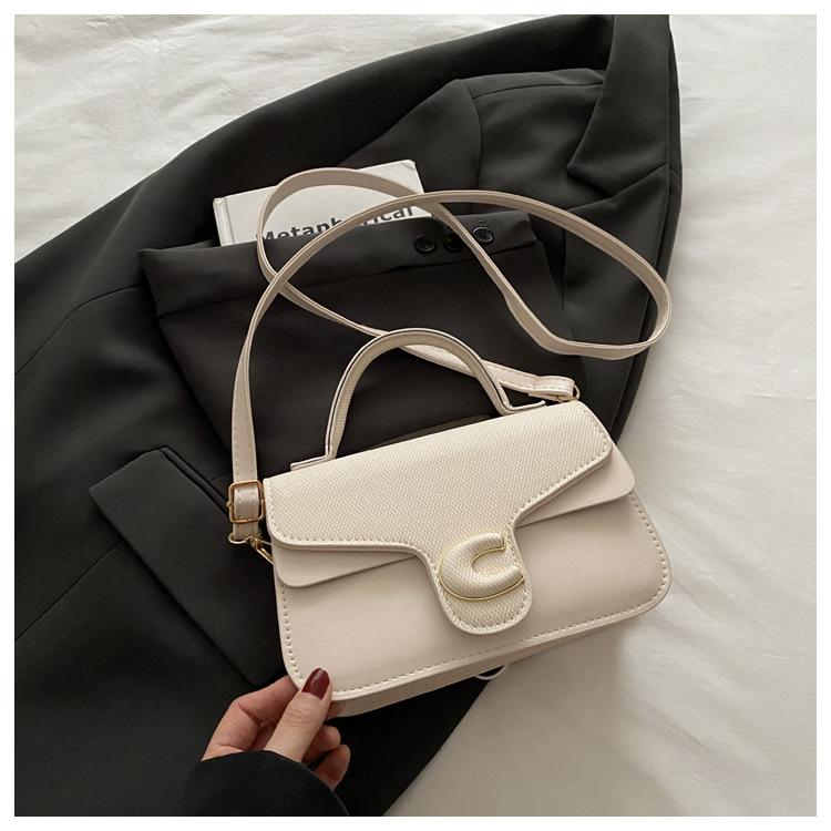 Retro splicing casual fashion handbag new simple shoulder crossbody women's small square bag