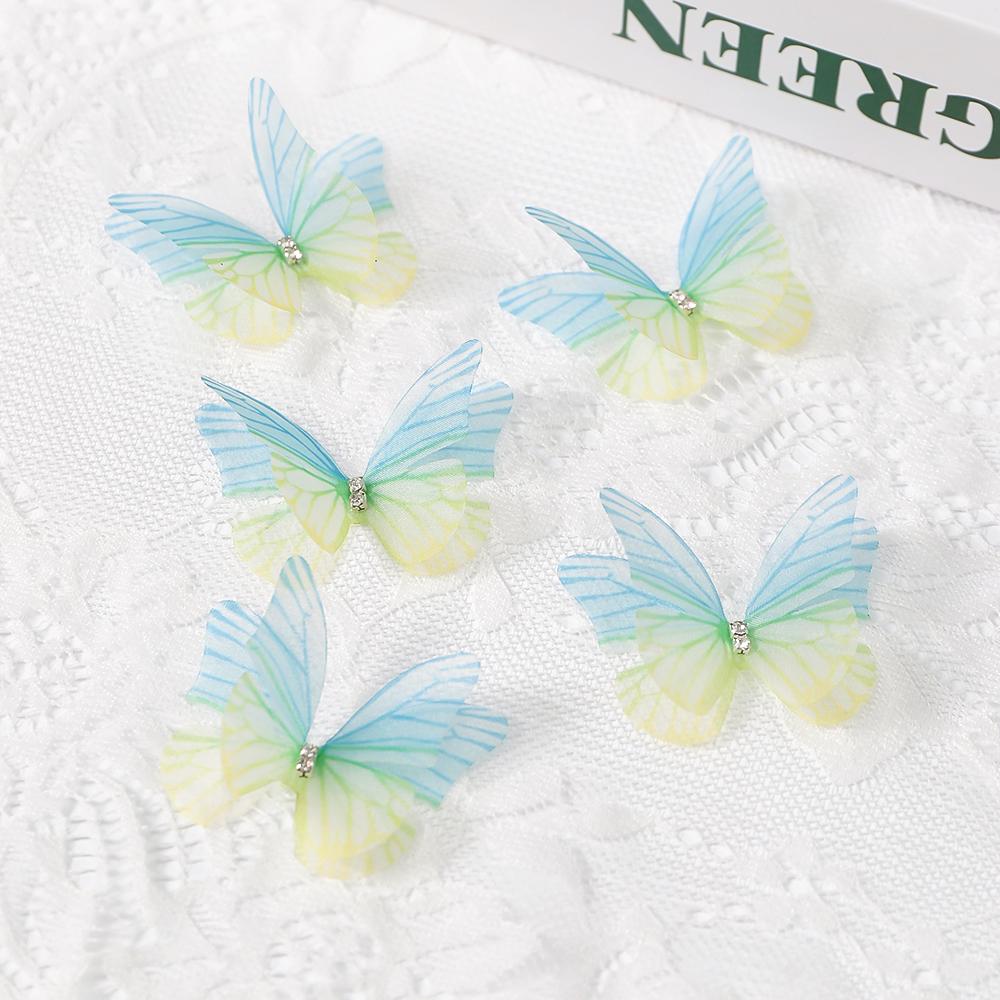 30/50Pcs Artificial Diamond Butterfly For Home Room Decoration DIY Wreath Valentine's Day Wedding Girl Hair Clip Butterfly Decor