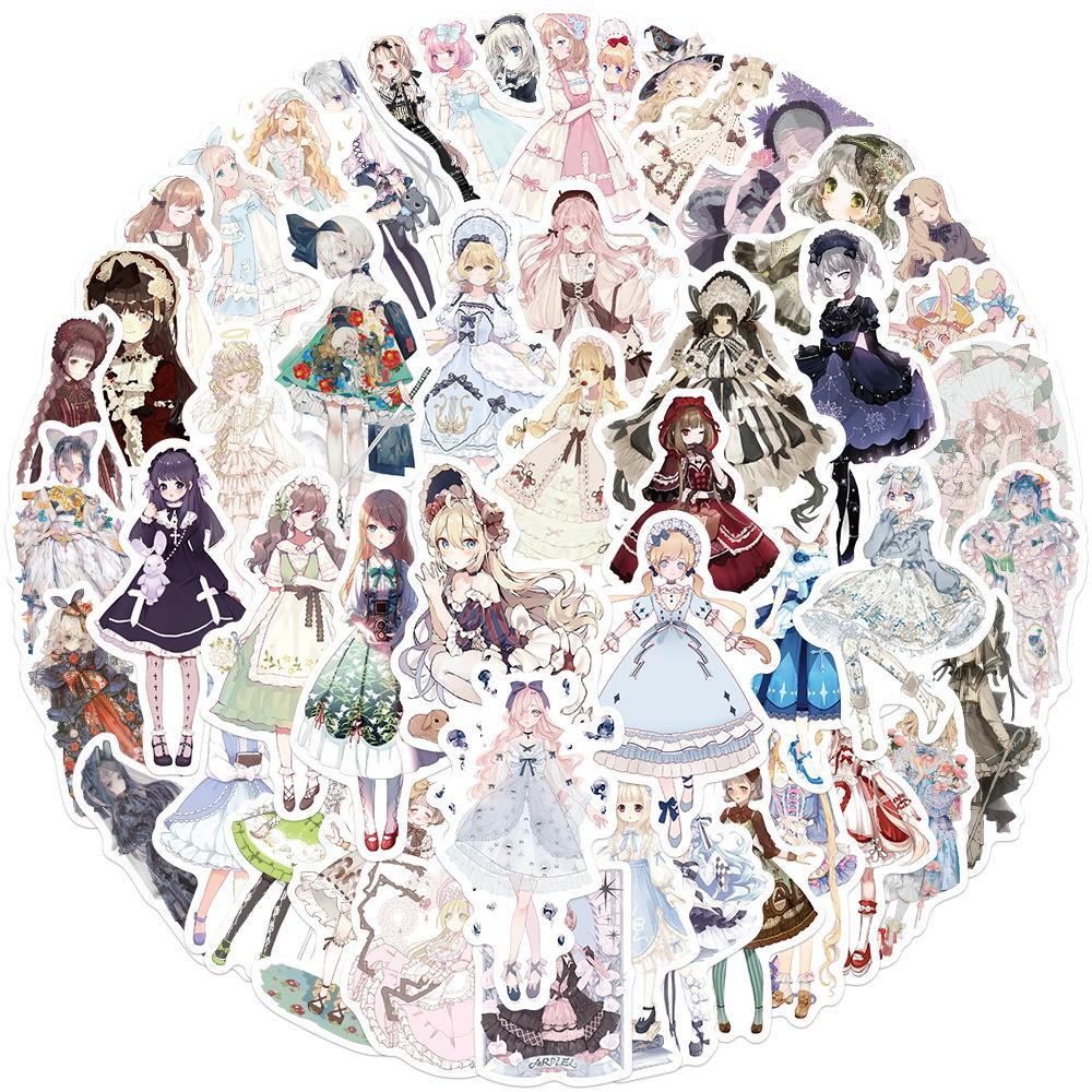 50Pcs/Set Lolita Girls Series 01 Stickers DIY Fashion Mixed Waterproof Doodle Decals Stickers