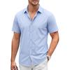 Men's Short Sleeve Button Down Shirt - Lightweight Breathable for Vacation and Business Casual