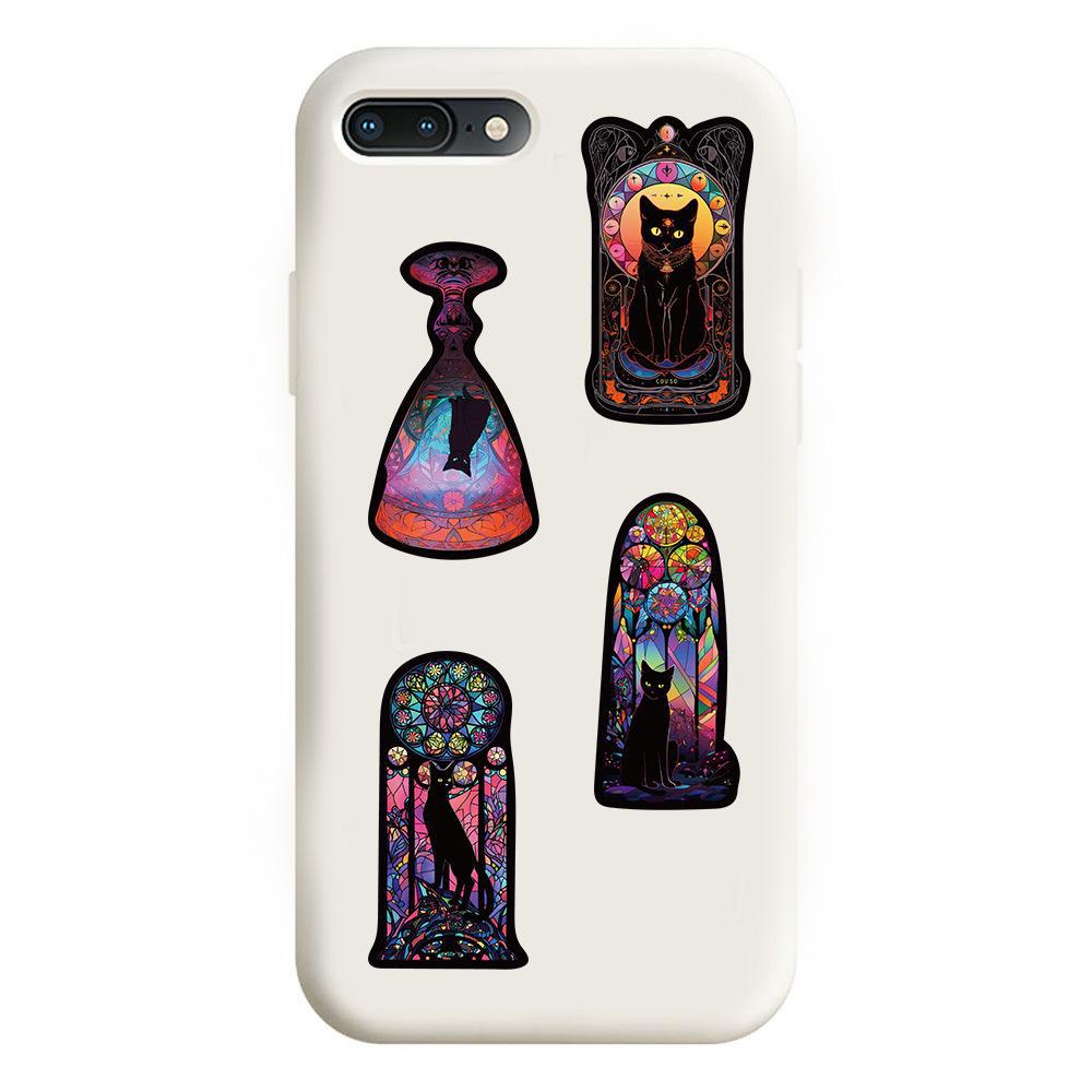 50 Dark Cat Gothic Graffiti Stickers for Phones, Cups, Guitars, Skateboards & More (Waterproof)