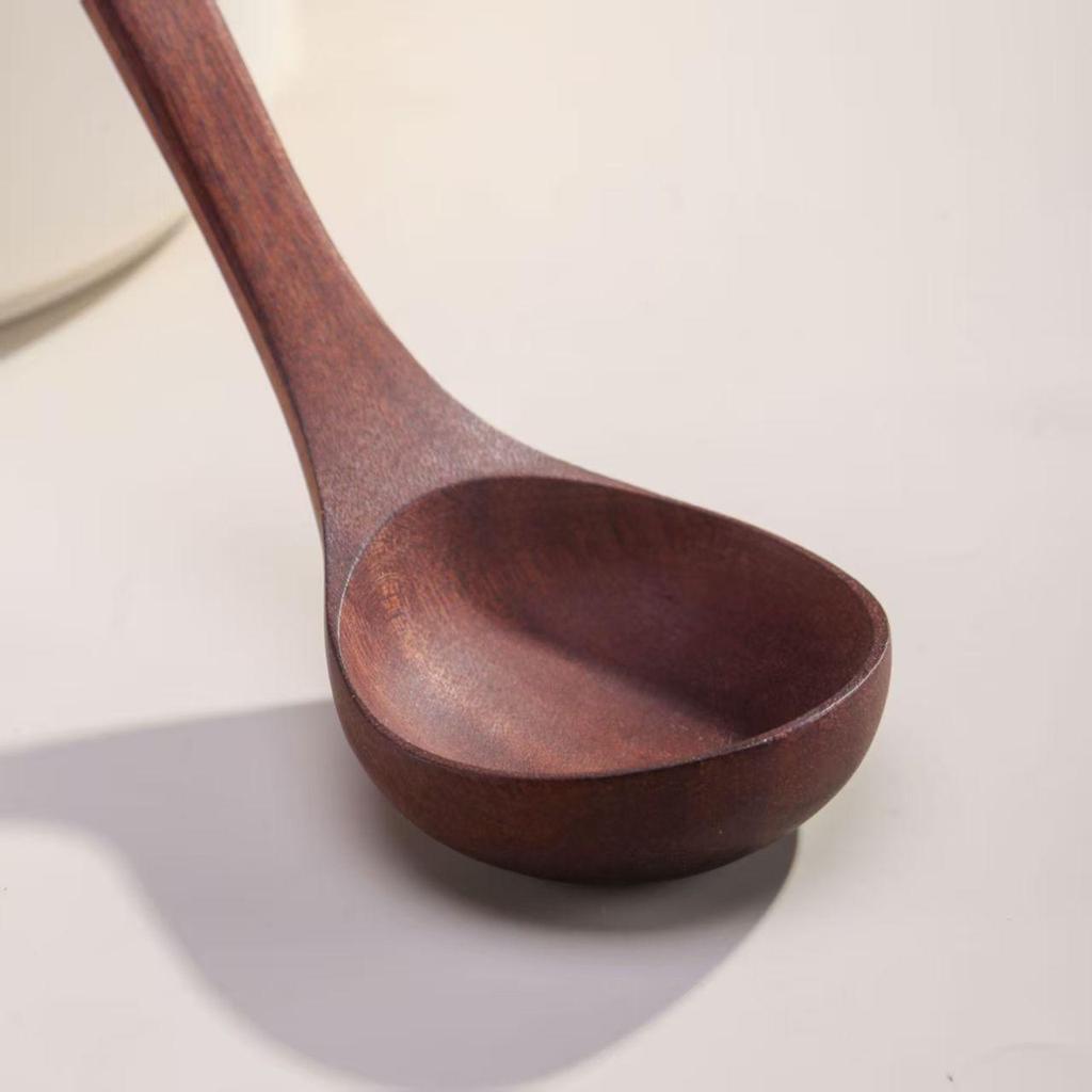 Suppenkelle & Reislöffel aus Ebenholz, Antihaftbeschichtet, Langer Griff, Japanischer Stil.