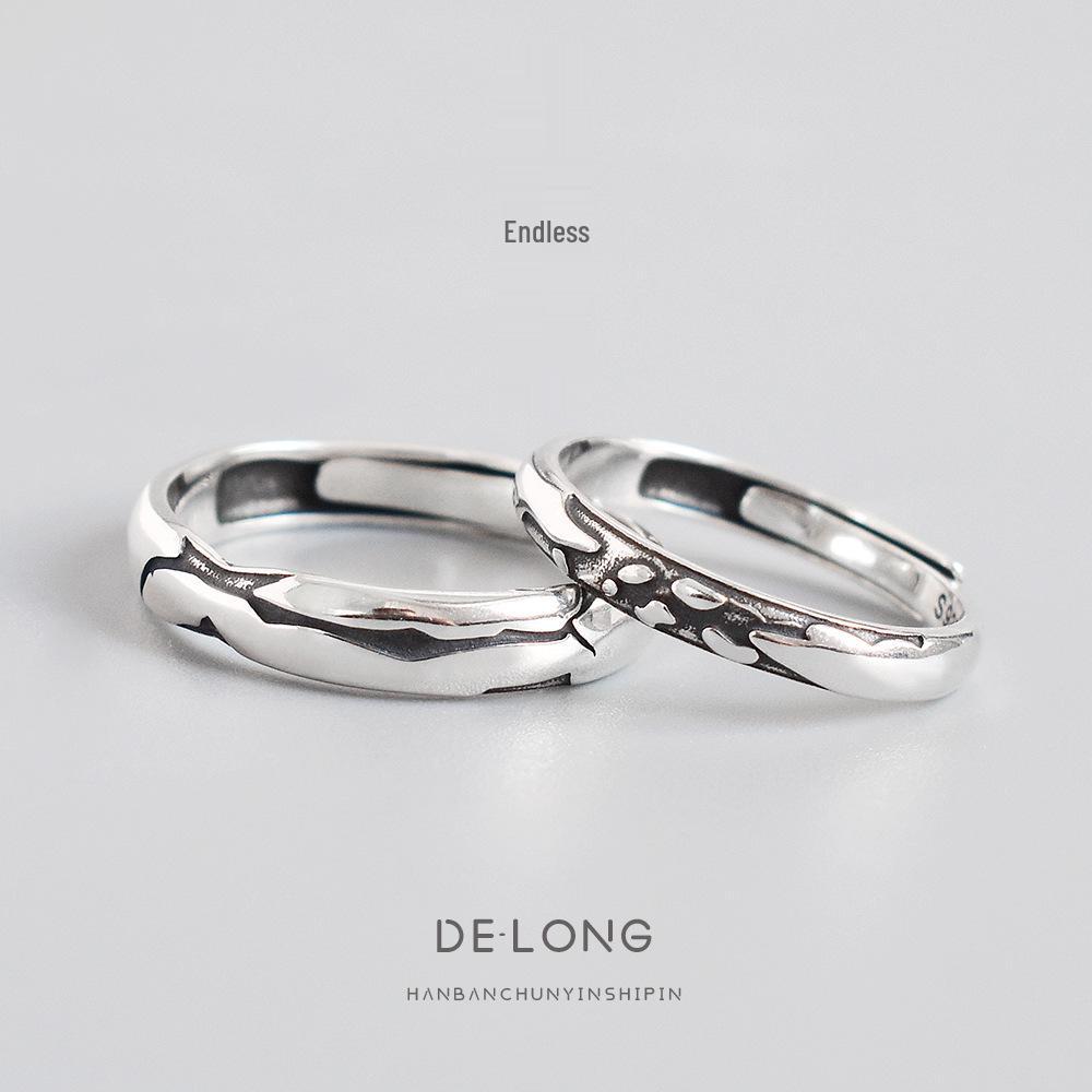 

Retro Sea Couple Rings: S925 Sterling Silver, Adjustable Unisex Design, Trendy Fashion Jewelry Women s Open Size