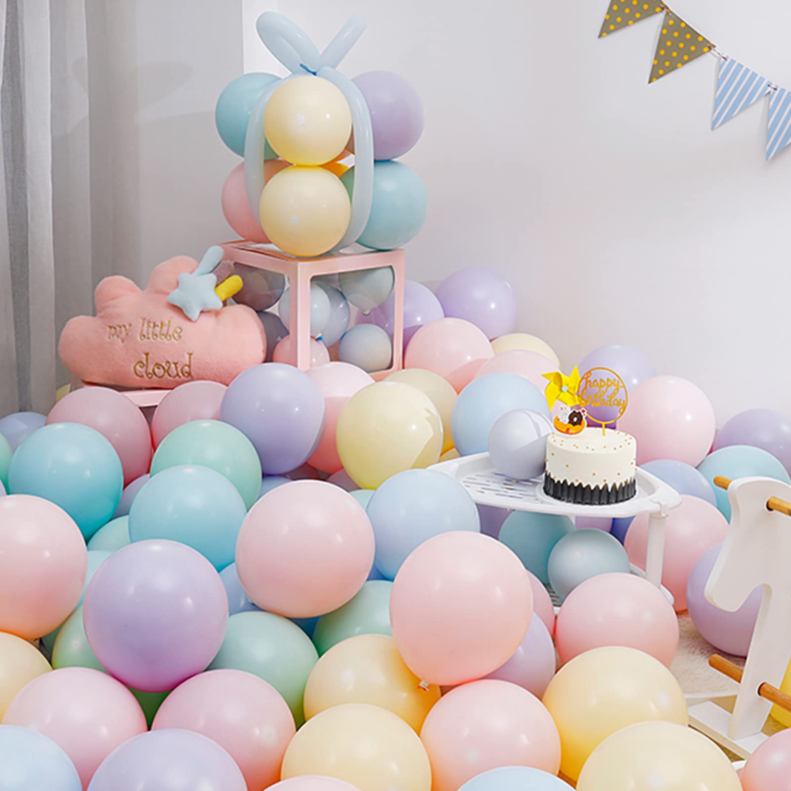 

BTZO Balloon 100 Pieces 10-inch Round Macaron Color Latex Balloons Pastel Matte Decoration Birthday Wedding Store Display Party Sports Day Cultural