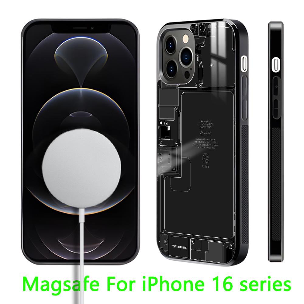 Creative Circuit Board Pattern Phone Case For iPhone 16 15 14 13 Pro Max Plus Mini Magnetic Magsafe Wireless Charging Cover