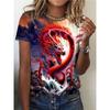 Summer Dragon Phoenix Cloud 3D Printed T-shirt for Women's Street Wear