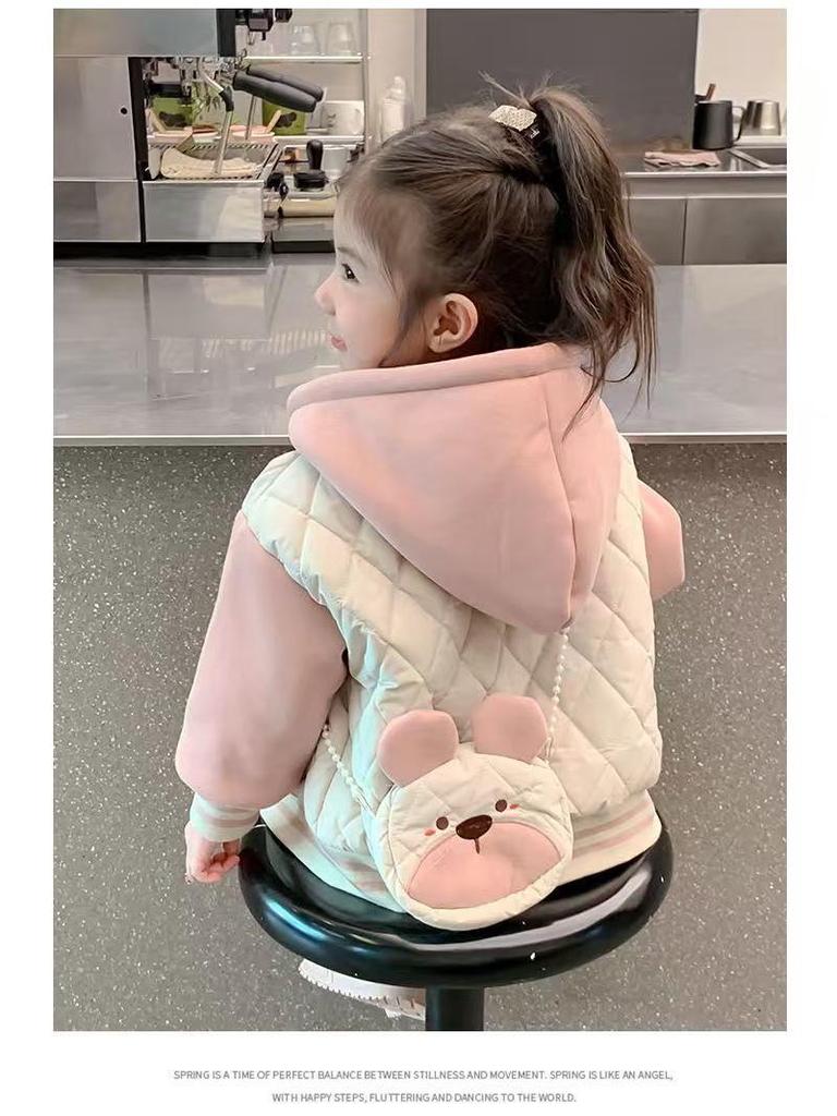 2025 Stylish Girls' Fleece-lined Coats: Autumn/Winter Cotton-Padded Jackets for Kids