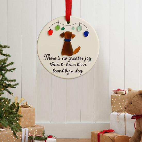 Sea Glass Art Animal Ornament Pet Memorial Christmas Tree Hanging Decor Keepsake Gift for Cats Dogs Lovers Holiday Home Decor