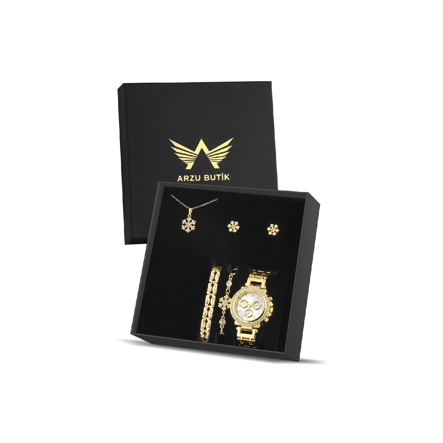 

Женские наручные часы, браслет, ожерелье, серьги, подарочный набор