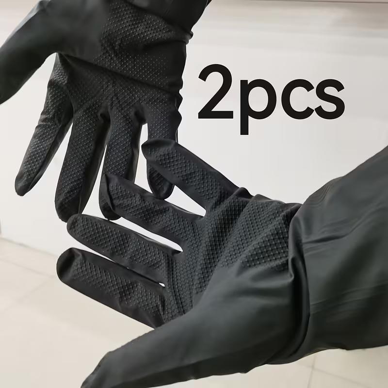 

2pcs Black Checked Latex Gloves 30cm Length Cleaning Gloves New Year S Deep Clean Gloves Gardening Gloves Household Items