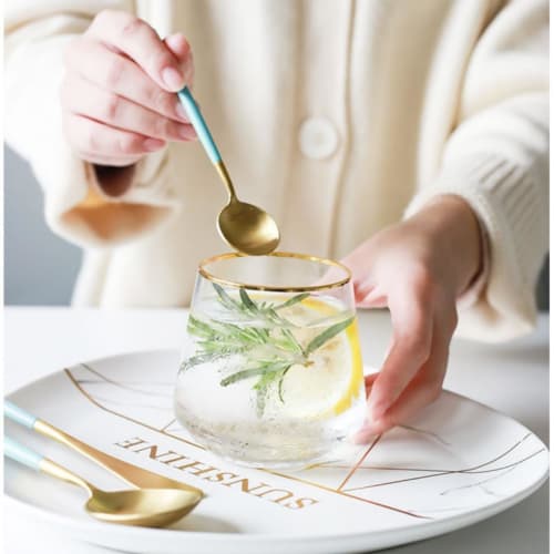 KOOLIYU 4-Piece Cutlery Set (2 Coffee Spoons + 2 Fruit Forks) - Mini Spoons, Mini Forks, Teaspoon, and Cake Fork. Dishwasher-Safe. Stainless Steel Cut