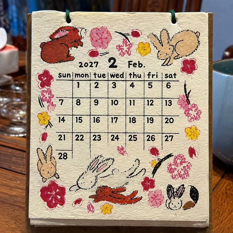 2027 Nepal Calendar Dog Doodle Illustration Desk Calendar Small Animal Monthly Calendar, Decorative Hanging Ornament Gift