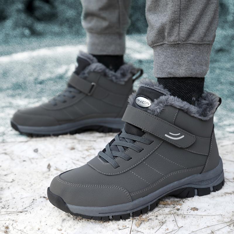 Stivali da uomo invernali alla moda Scarpe da donna impermeabili in pelle PU peluche Scarpe da trekking da arrampicata Stivali invernali caldi in peluche unisex da esterno