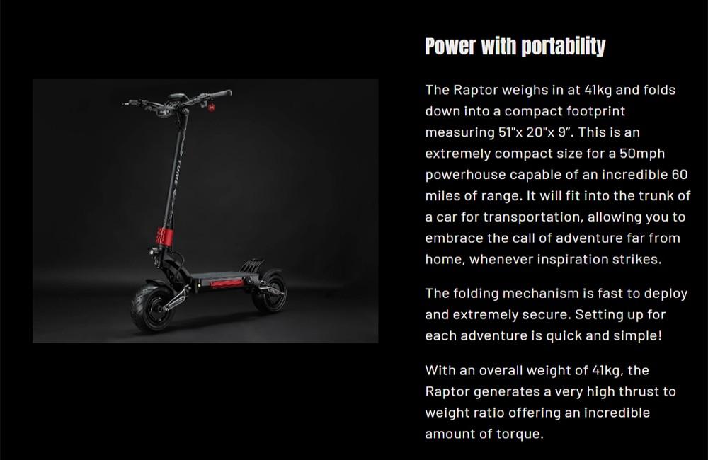 YUME Raptor Electric Scooter, 3000W*2 Motor, 60V 27Ah Battery, 11-inch Road Tires, 80km/h Max Speed