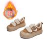 Leather Little White Shoes Women's 2025 Winter New Velvet Warm Velcro Women's Shoes Casual Versatile Thick Baseplate Shoes Women